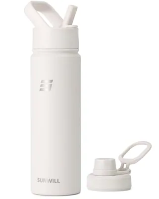 22 oz Water Bottle with Straw & Chug Lid, Warm Off-White