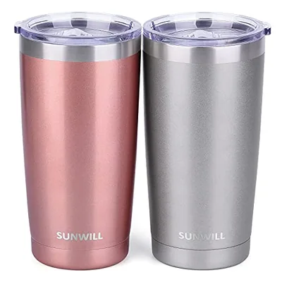 20 oz Travel Tumbler, Set of 2, Rose Gold & Cool Grey