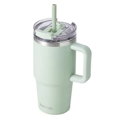 20 oz Straw Tumbler with Handle, Matcha Cream