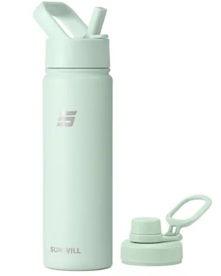 22 oz Water Bottle with Straw & Chug Lid, Matcha Cream