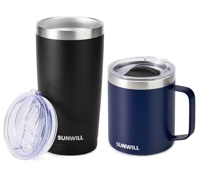 14 oz Coffee Mug, Set of 2, Navy & Black