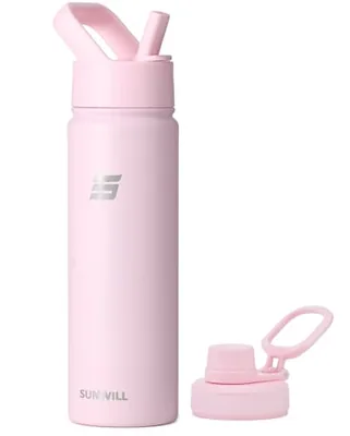 22 oz Water Bottle with Straw & Chug Lid, Sakura