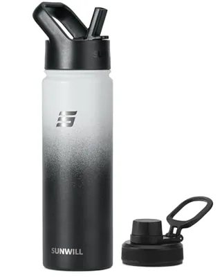 22 oz Water Bottle with Straw & Chug Lid, Gradient Black & White