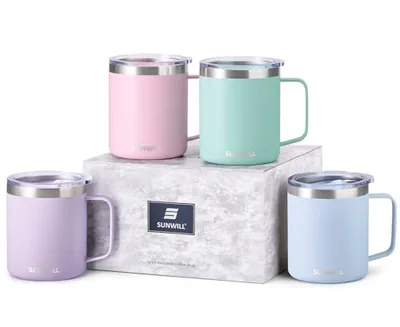 14 oz Coffee Mug with Handle, Set of 4, Orchid