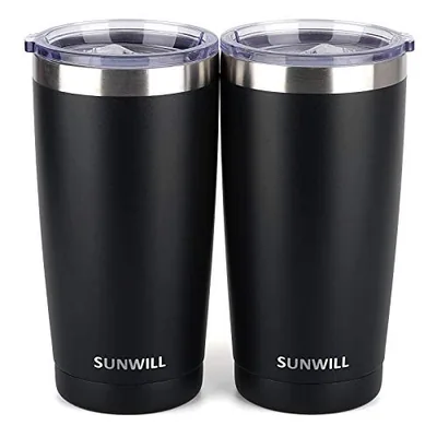 20 oz Travel Tumbler, Set of 2, Black