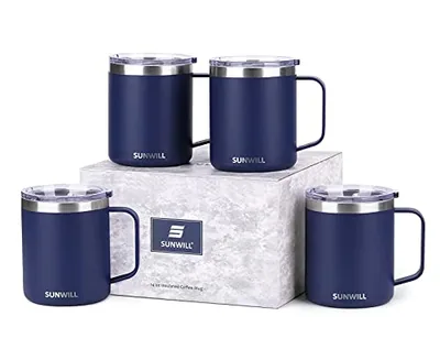 14 oz Coffee Mug with Handle, Set of 4, Navy