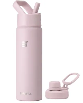 22 oz Water Bottle with Straw & Chug Lid, Dusty Rose