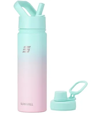 22 oz Water Bottle with Straw & Chug Lid, Gradient Mint & Sakura