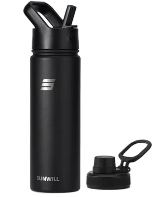 22 oz Water Bottle with Straw & Chug Lid, Black